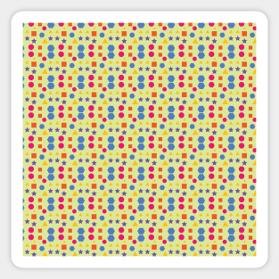 COLOURFUL PATTERN WITH CIRCLES, SQUARES, STARS AND POLYGONS Sticker